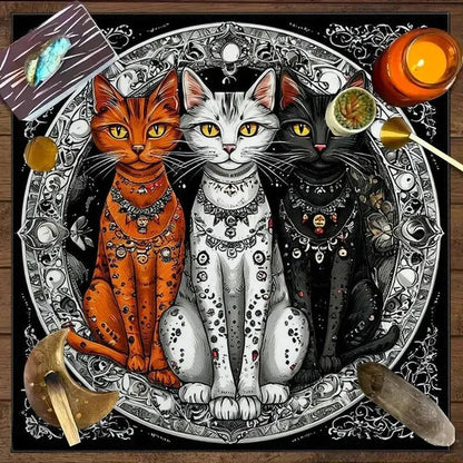 Gothic Cats Witchy Altar Cloth Wicca Tablecloth For Rituals, Tarot Reading & Home Decor-MoonChildWorld
