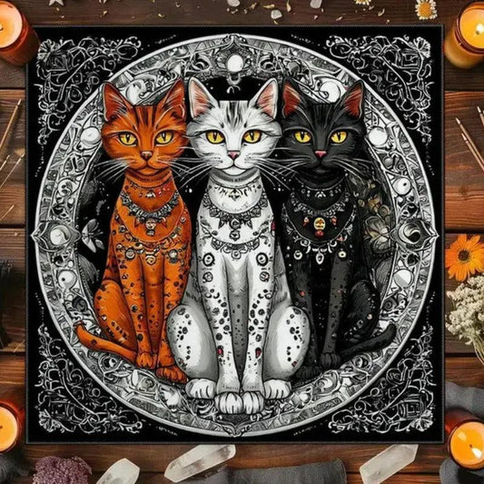 Gothic Cats Witchy Altar Cloth Wicca Tablecloth For Rituals, Tarot Reading & Home Decor-MoonChildWorld