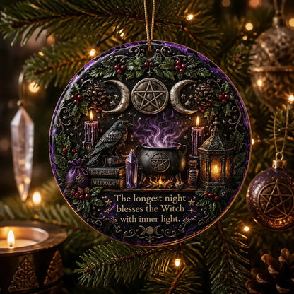 Gothic Christmas Ceramic Ornament with Raven, Triple Moon – Halloween Witchy Christmas Ornament for Pagan_mockup_1.webp