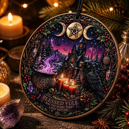 Gothic Christmas Ceramic Ornament with Triple Moon – Halloween Style Witchy Christmas Ornament_mockup_2.webp