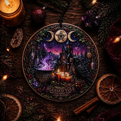 Gothic Christmas Ceramic Ornament with Triple Moon – Halloween Style Witchy Christmas Ornament_mockup_3.webp