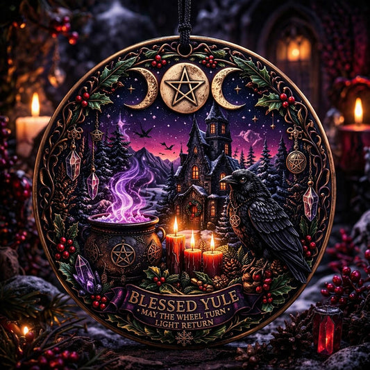Gothic Christmas Ceramic Ornament with Triple Moon – Halloween Style Witchy Christmas Ornament-MoonChildWorld