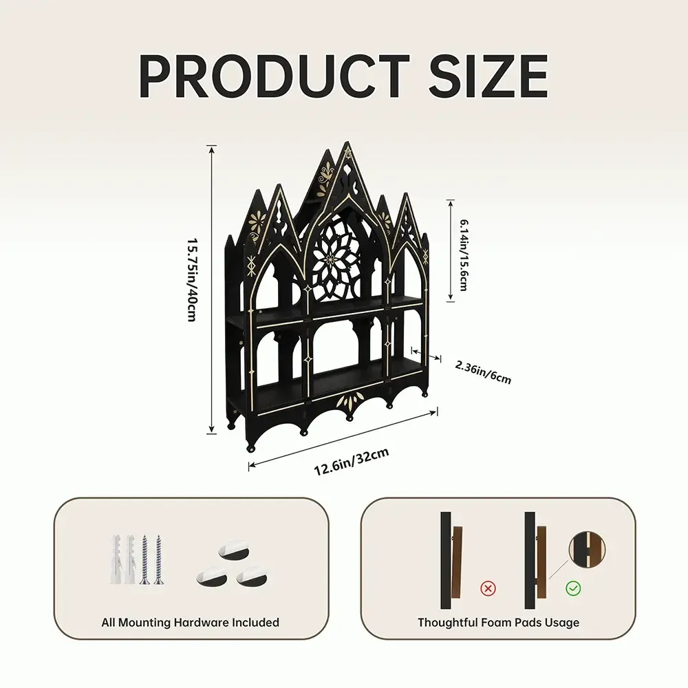 Gothic floating wall shelf – boho witchy altar home decor