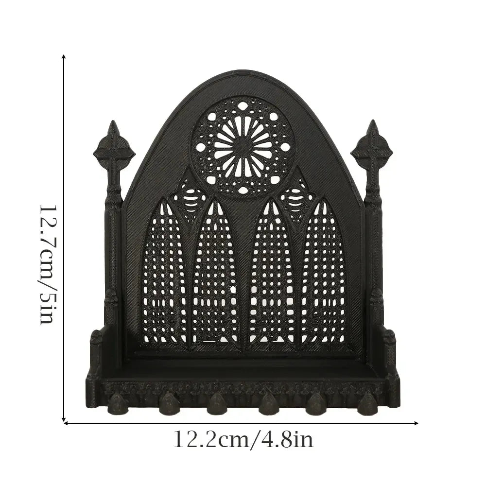 Gothic triple church arch jewelry shelf black – Pagan witchy dark Victorian home sacred display