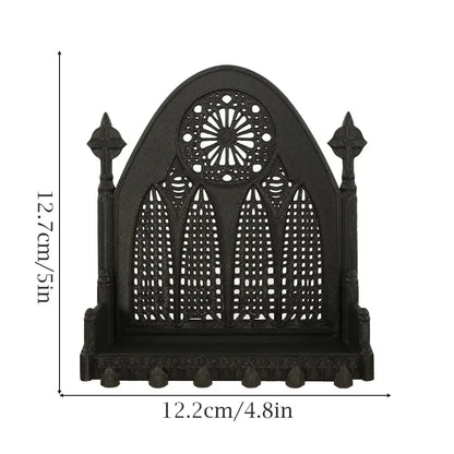 Gothic triple church arch jewelry shelf black – Pagan witchy dark Victorian home sacred display