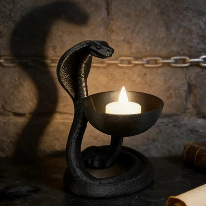 Gothic Cobra-Shaped Candle Holder For Witchy Dark Mystical Desktop Decoration-MoonChildWorld