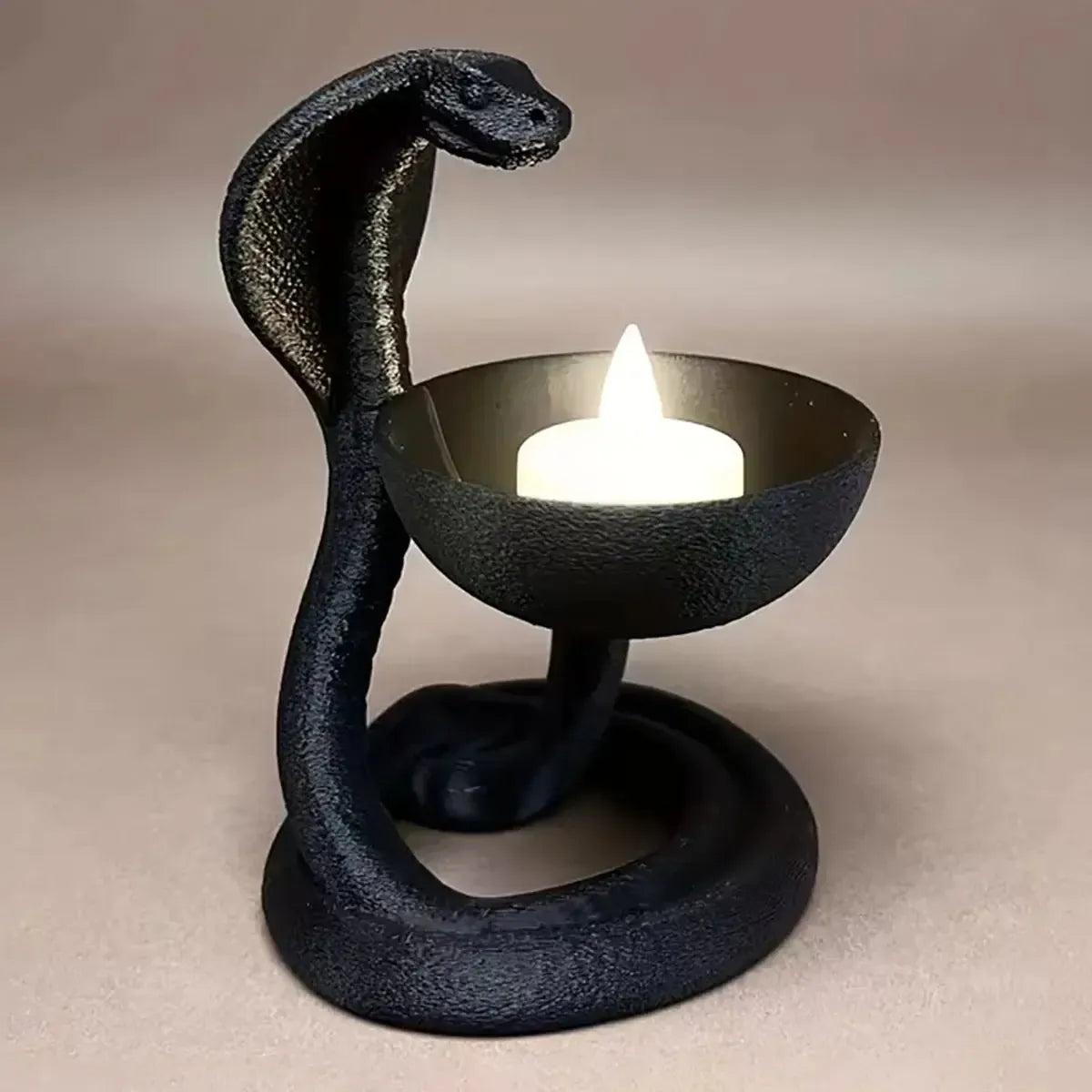 Gothic Cobra-Shaped Candle Holder For Witchy Dark Mystical Desktop Decoration-MoonChildWorld