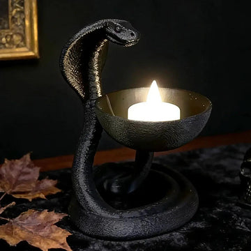 Gothic Cobra-Shaped Candle Holder For Witchy Dark Mystical Desktop Decoration-MoonChildWorld
