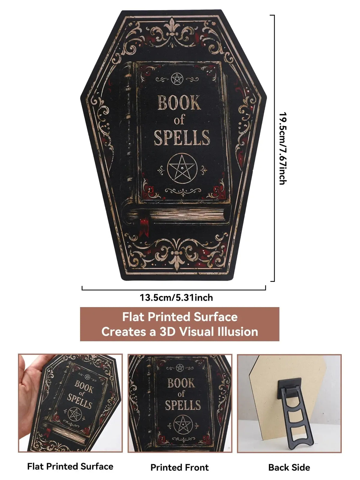 Gothic Coffin Table Sign, Skull Ghost Raven Halloween Decor, product view 17 of 20