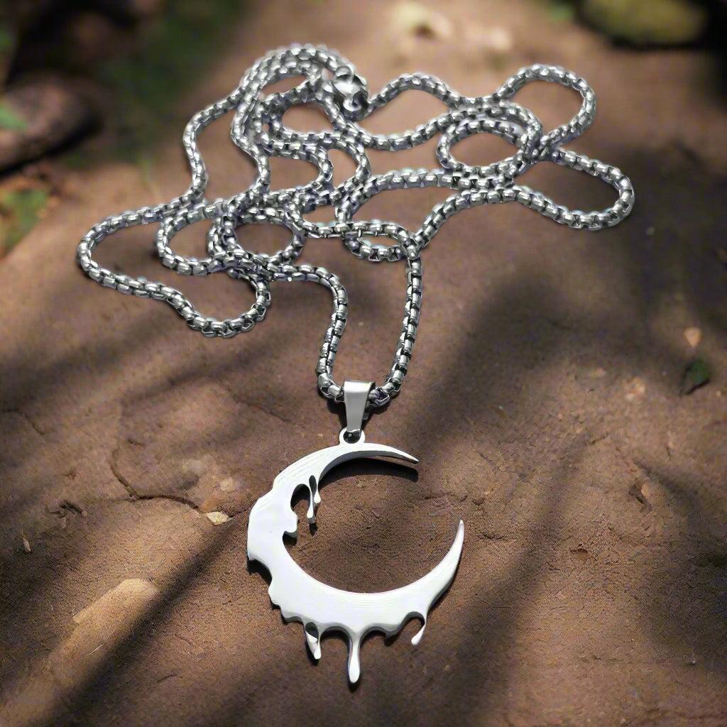 Gothic Crescent Moon Necklace Witch Jewelry-MoonChildWorld