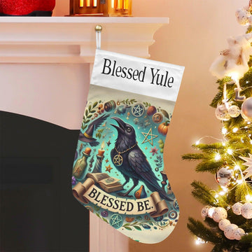 Gothic Crow Black Raven Witch Christmas Stocking for Yule Decorations-MoonChildWorld