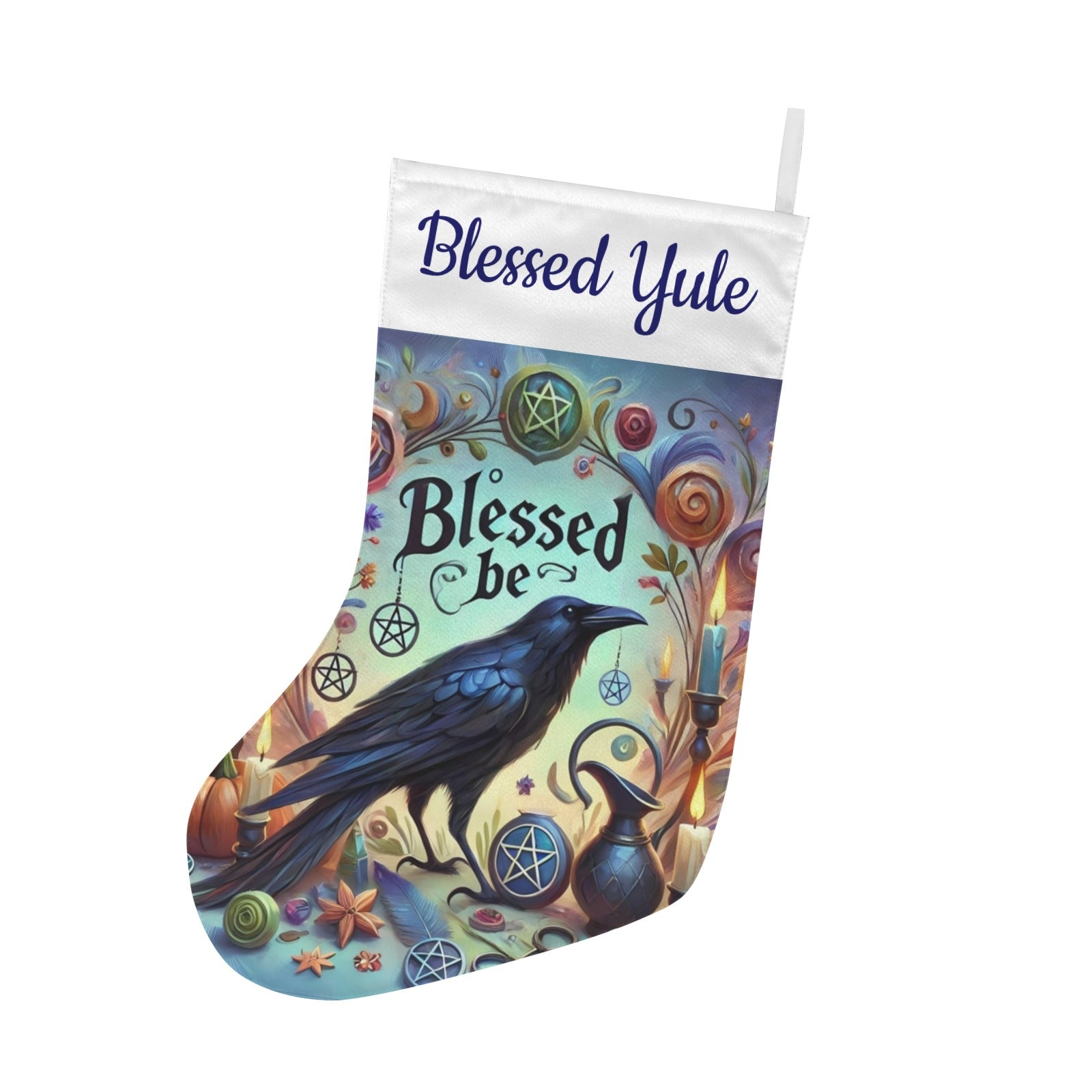 Gothic Crow Black Raven Witchy Christmas Stocking for Yule Decorations-MoonChildWorld