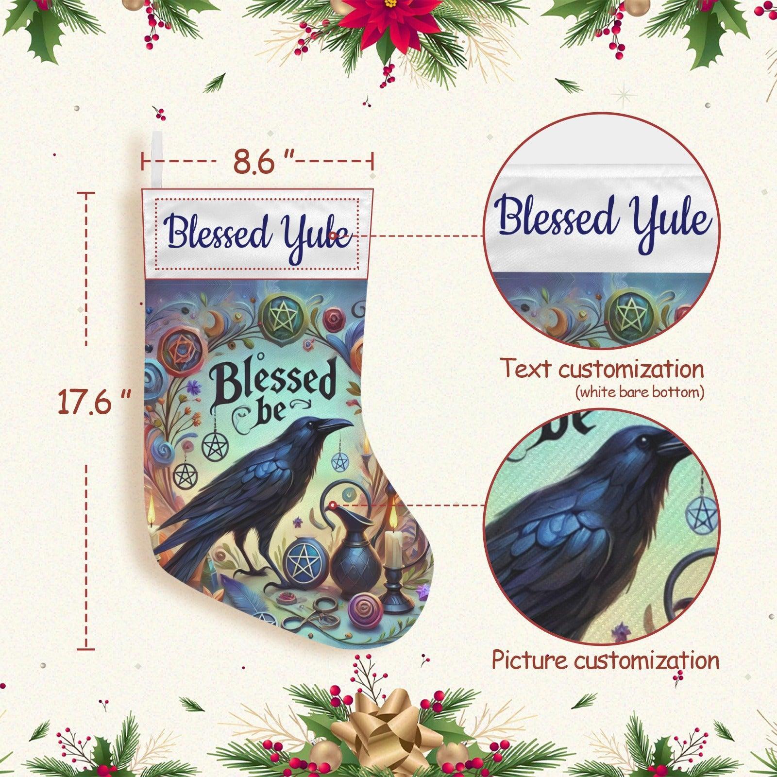 Gothic Crow Black Raven Witchy Christmas Stocking for Yule Decorations-MoonChildWorld