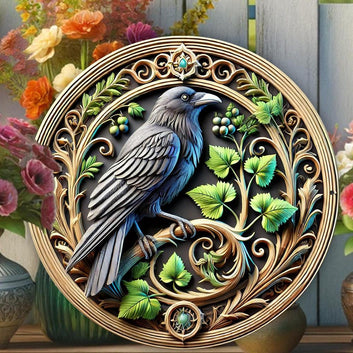 Gothic Crow Metal Sign Black Raven Metal Sign-MoonChildWorld