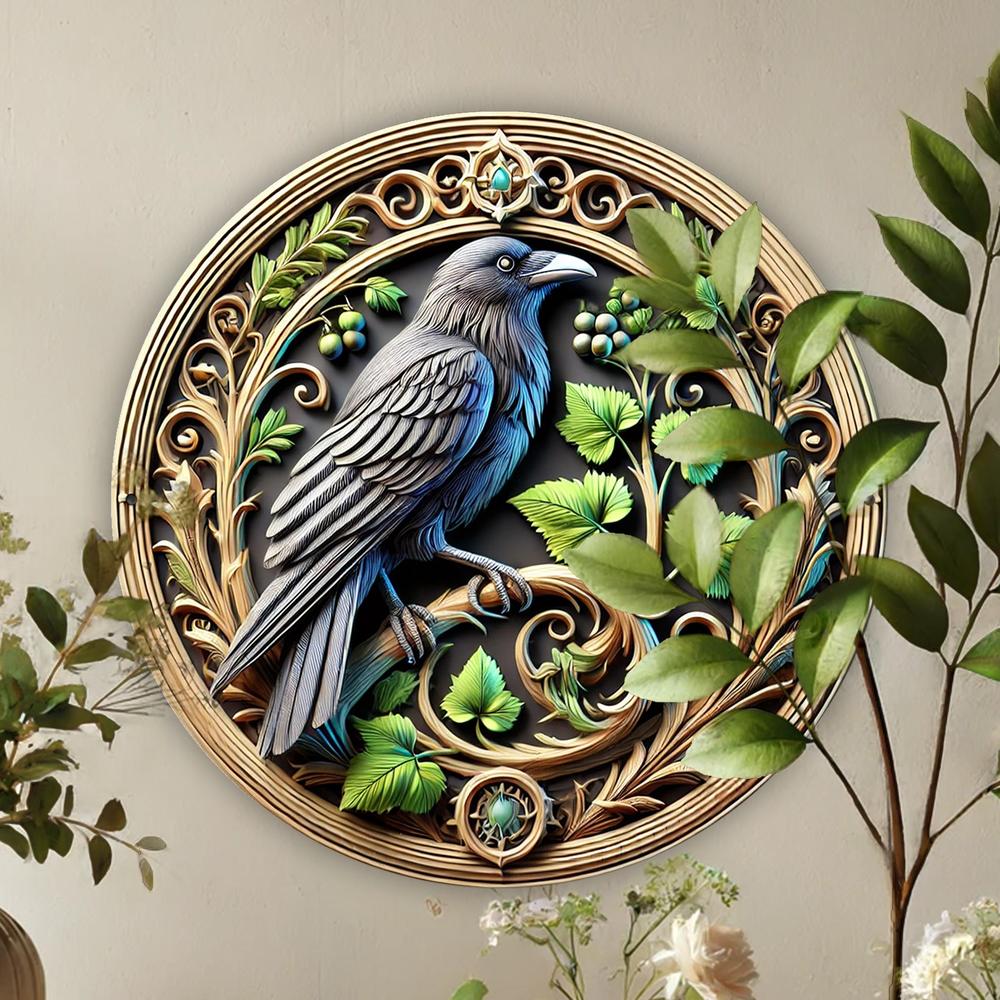 Gothic Crow Metal Sign Black Raven Metal Sign-MoonChildWorld