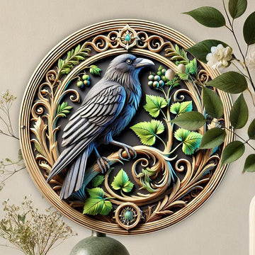 Gothic Crow Metal Sign Black Raven Metal Sign-MoonChildWorld