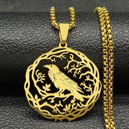 Gothic Crow Necklace Witchy Raven Necklace-MoonChildWorld