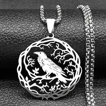 Gothic Crow Necklace Witchy Raven Necklace-MoonChildWorld