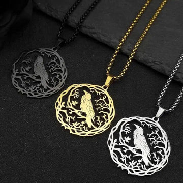 Gothic Crow Necklace Witchy Raven Necklace-MoonChildWorld