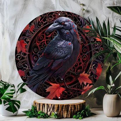Gothic Crow Wall Sign Black Raven Goth Metal Sign Halloween Decor-MoonChildWorld