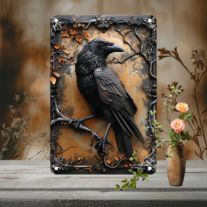 Gothic Crow Wall Sign Black Raven Metal Sign-MoonChildWorld