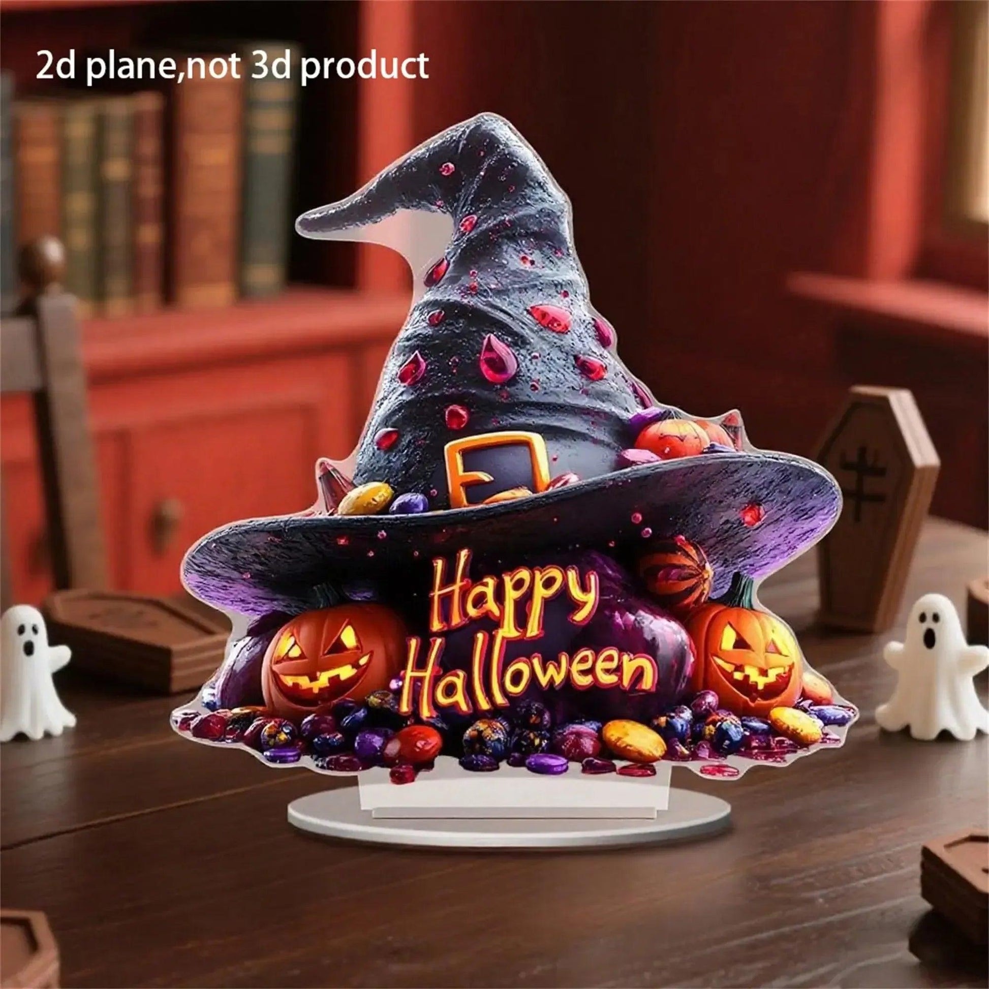 Gothic Crow Witch Raven 2D Flat Acrylic Table Ornaments Spooky Halloween Decorations-MoonChildWorld