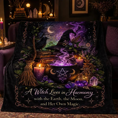 Gothic Crow Witchy Blanket - Dark Raven Wicca Blanket for Halloween Decor_mockup_2.webp