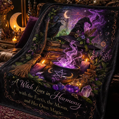 Gothic Crow Witchy Blanket - Dark Raven Wicca Blanket for Halloween Decor_mockup_3.webp