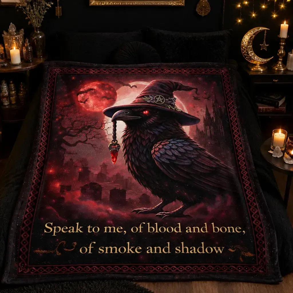 Gothic Crow Witchy Raven Blanket for Wiccan Halloween Decor_mockup_2.webp