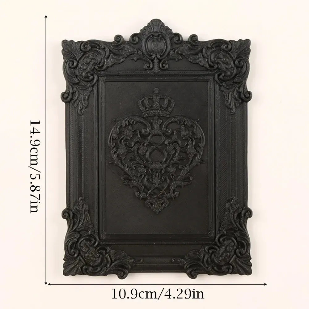 Ornate gothic crown heart decorative frame black – witchy Victorian wall art and Halloween decor