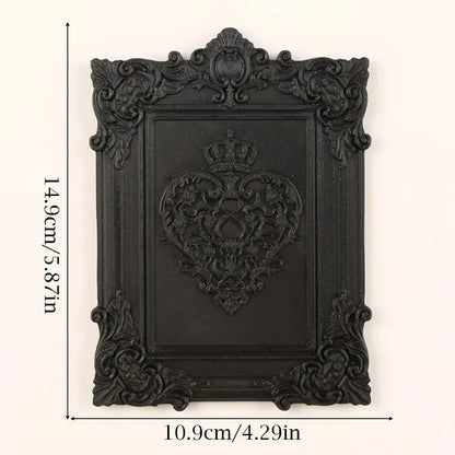 Ornate gothic crown heart decorative frame black – witchy Victorian wall art and Halloween decor