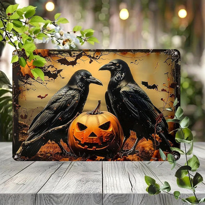 Gothic Crows Wall Art Black Ravens Metal Sign for Halloween Wall Decor-MoonChildWorld