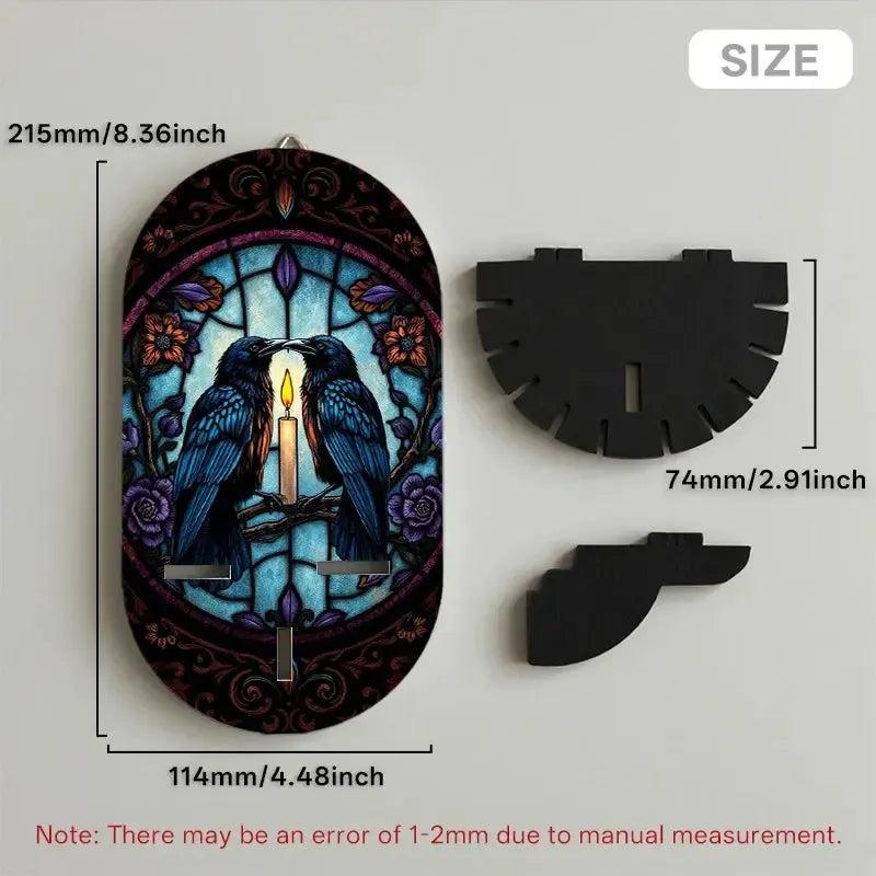 Gothic Crows Wall Shelf for Crystals & Candles – Dark Ravens Wooden Floating Shelf Witchy Altar Decor-MoonChildWorld