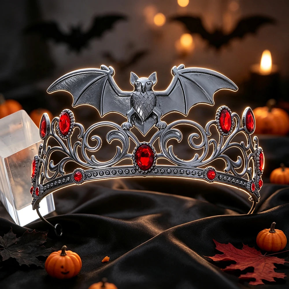 Gothic Dark Bat Tiara Crown Vintage Witch Metal Headband-MoonChildWorld