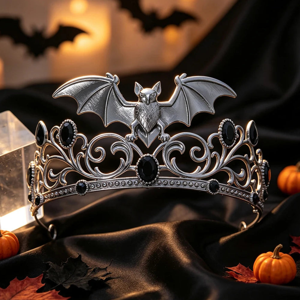 Gothic Dark Bat Tiara Crown Vintage Witch Metal Headband-MoonChildWorld