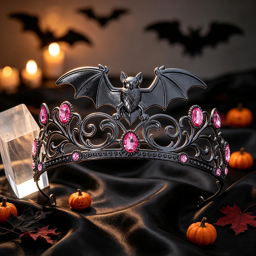 Gothic Dark Bat Tiara Crown Vintage Witch Metal Headband-MoonChildWorld