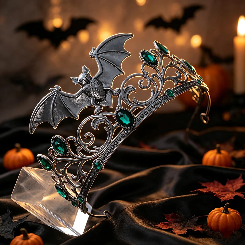 Gothic Dark Bat Tiara Crown Vintage Witch Metal Headband-MoonChildWorld