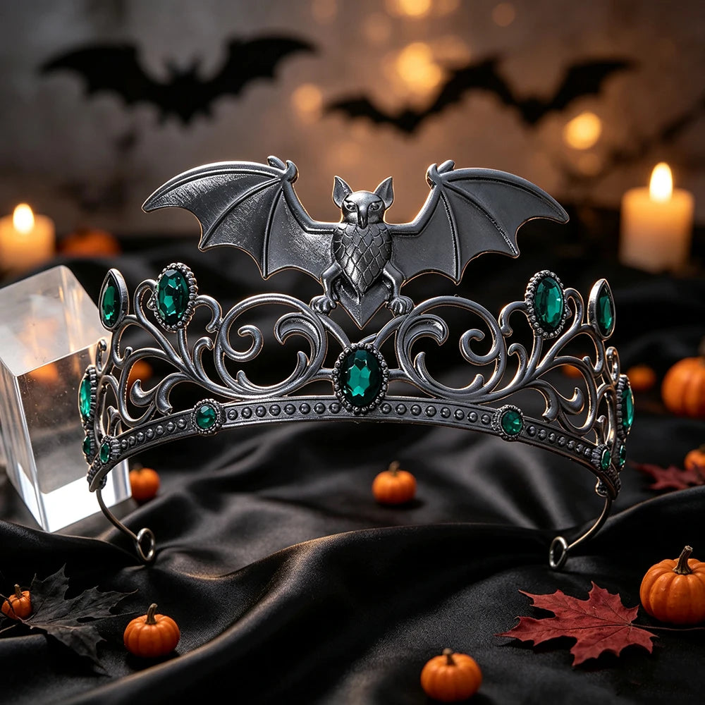 Gothic Dark Bat Tiara Crown Vintage Witch Metal Headband-MoonChildWorld