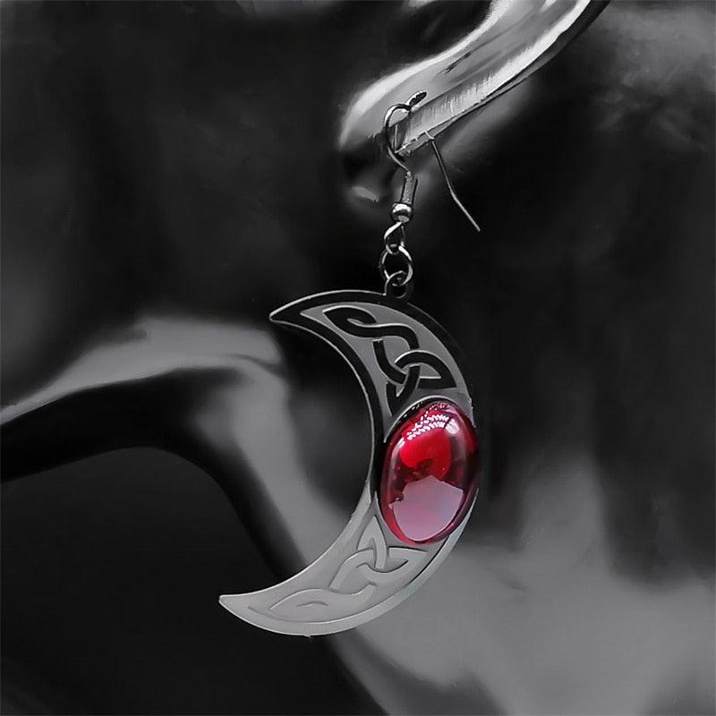 Gothic Dark Celtic Moon Earrings Wicca Witch Jewelry-MoonChildWorld