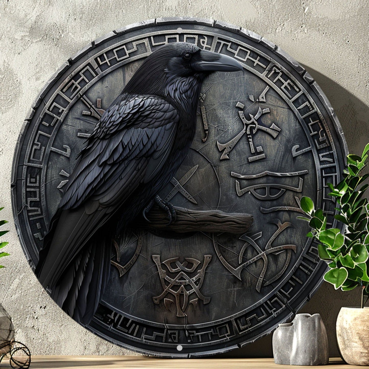 Gothic Dark Crow Wall Art Witchy Raven Metal Sign for Halloween Decorations-MoonChildWorld