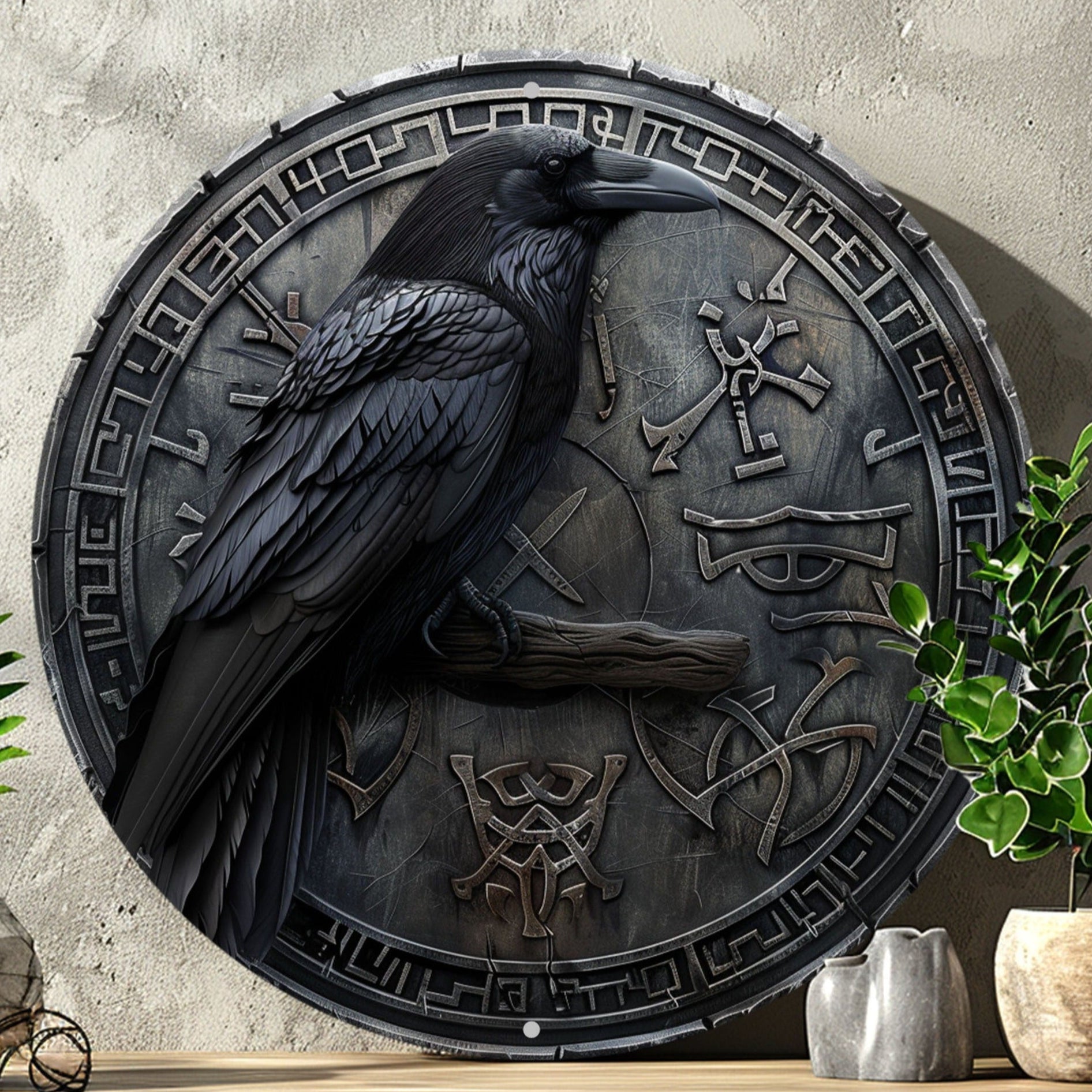Gothic Dark Crow Wall Art Witchy Raven Metal Sign for Halloween Decorations-MoonChildWorld