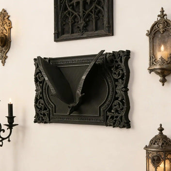 Gothic Dark Style 3D Bat Relief Decorative Frame For Witchy Halloween Wall Decoration-MoonChildWorld