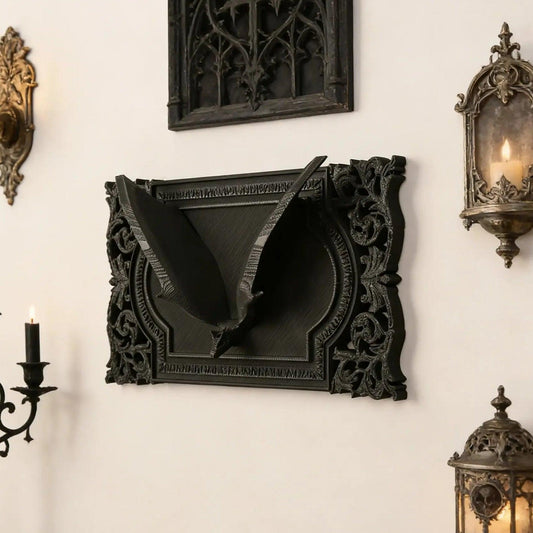Gothic Dark Style 3D Bat Relief Decorative Frame For Witchy Halloween Wall Decoration-MoonChildWorld