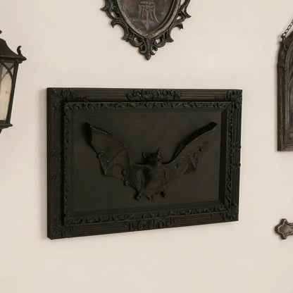 Gothic Dark Style 3D Bat Relief Decorative Frame For Witchy Halloween Wall Decoration-MoonChildWorld