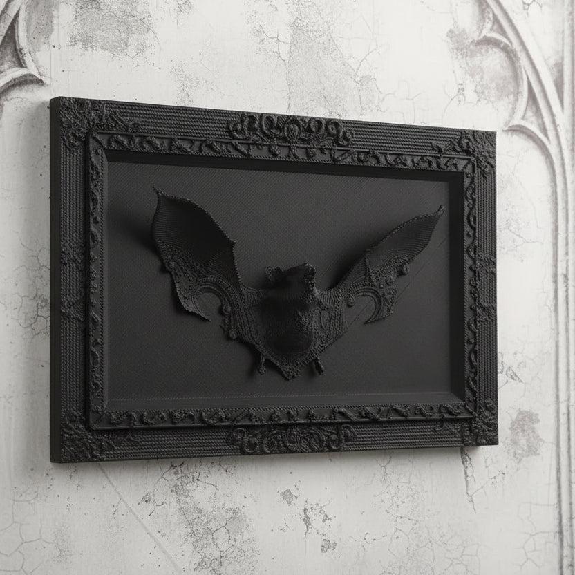 Gothic Dark Style 3D Bat Relief Decorative Frame For Witchy Halloween Wall Decoration-MoonChildWorld