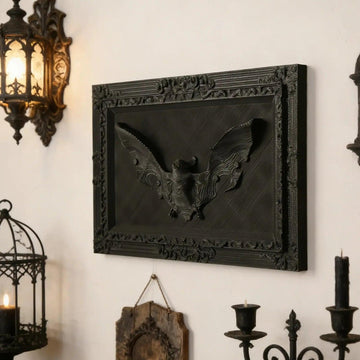 Gothic Dark Style 3D Bat Relief Decorative Frame For Witchy Halloween Wall Decoration-MoonChildWorld