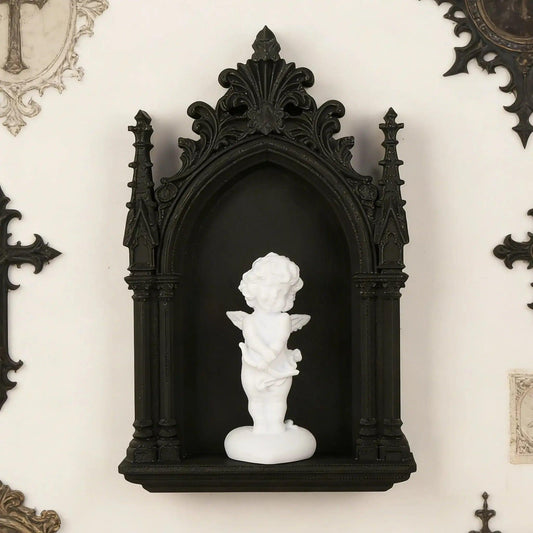 Gothic Dark Style Arch Shaped Niche With Little Angel For Dark Style Home & Witchy Halloween Decoration-MoonChildWorld