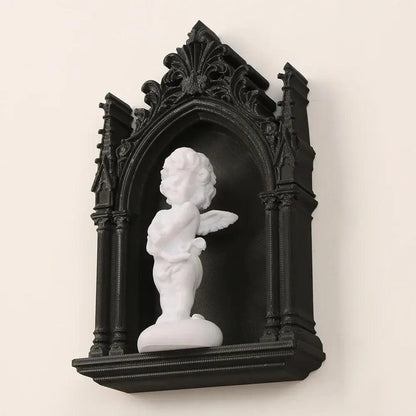 Gothic Dark Style Arch Shaped Niche With Little Angel For Dark Style Home & Witchy Halloween Decoration-MoonChildWorld
