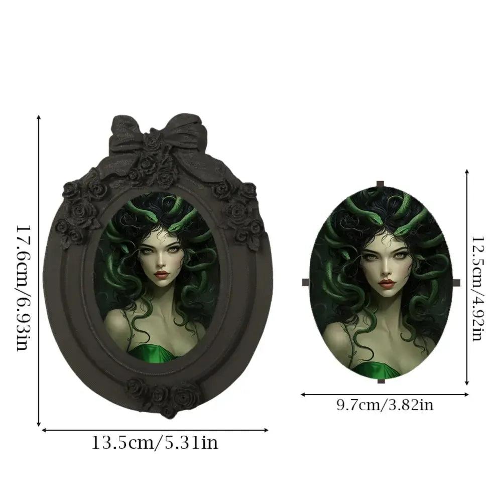 Gothic Dark Style Bowtie Rose Carved Medusa Decorative Photo Frame Halloween Wall Decor-MoonChildWorld