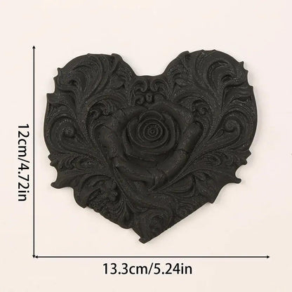 Gothic Dark Style Heart Shaped Rose Relief Wall Decoration For Dark Retro Home Wall & Witchy Halloween Decoration-MoonChildWorld